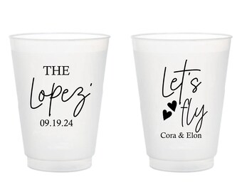 Let's Fly Personalized Wedding Frosted Cups, Frosted Cups for Party, Wedding Frosted Cups, Personalized Wedding Frosted Cups as Favor (297)