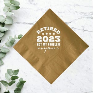 Printed Napkin Favors for Retirement Party, Monogrammed Retirement Napkin Mementos, Retiree's Farewell Napkin Tokens, Retirement Napkin (35)