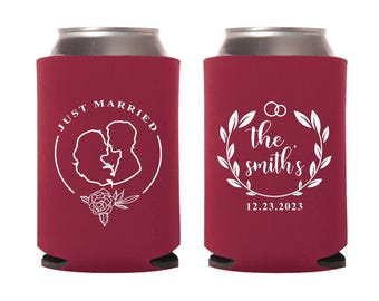 Personalized Beer Huggers, Personalized Can Coolers, Wedding Can Coolers, Custom Wedding Favors, Personalized Wedding Can Cooler Favor (223)