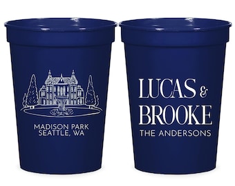 Wedding Venue Photo Stadium Cup Favors, Personalized Stadium Cup Wedding Favors, Custom Wedding Stadium Cups, Custom Stadium Cup Favor (419)
