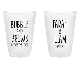 Bubble And Brews Before The I Do's Custom Frosted Cups,  Customized Frosted Cups as Favors for Weddings, Custom Frosted Cups as Favors (307)