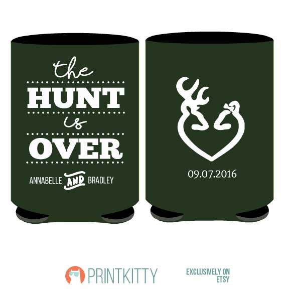 22 Personalized Wedding Can Coolers Custom Can Cooler The Hunt is Over 