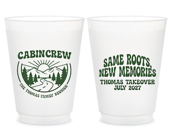 Family Reunion Custom Frosted Cup Favor, Custom Same Roots, New Memories Frosted Cup Favor, Personalized Cabin Crew Frosted Cups Favor (465)