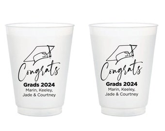 Graduation Party Frosted Cups, Graduation Party Frosted Cups Favors, Personalized Graduation Frosted Cups, Congratulations Frosted Cup (369)