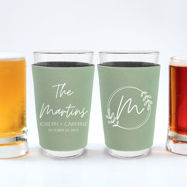 Pint Sleeves, Custom Wedding Pint Sleeves, Personalized Wedding Pint Wrap, Customized Wedding Pint Glass Sleeve, Wedding Glass Sleeves (175)