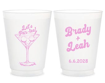 Custom Let's Par-Tee Golf Wedding Frosted Cups, Personalized Golf Wedding Frosted Cup Favor, Customized Frosted Cup Favors for Wedding (457)