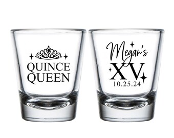 Quinceañera Shot Glass Favor, Personalized Quinceañera Shot Glass Favor, Quinceañera Shot Glasses, Personalized Quinceañera Shot Glass (317)