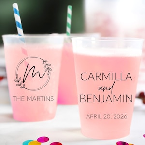 Custom Wedding Plastic Cups, Personalized Frosted Cup, Customized Plastic Wedding Drinkware, Customized Wedding Cups, Personalized Cup (176)