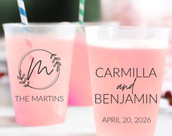 Custom Wedding Plastic Cups, Personalized Frosted Cup, Customized Plastic Wedding Drinkware, Customized Wedding Cups, Personalized Cup (176)