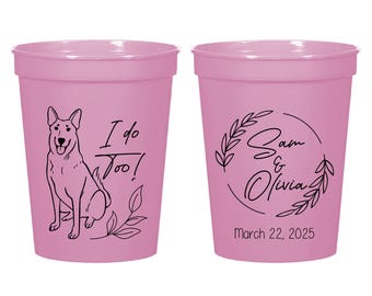 Custom Pet Wedding Stadium Cup Favors, Custom I Do Too Pet Wedding Stadium Cups, Dog Wedding Stadium Cup Favor, Pet Stadium Cup Favors (400)
