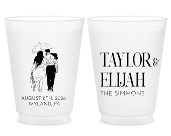 Personalized Portrait Wedding Frosted Cups, Custom Frosted Cup Wedding Favors, Customized Wedding Favor, Frosted Cup for Wedding Favor (429)