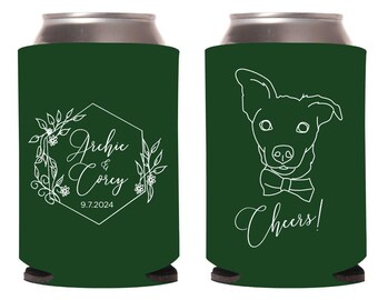 Custom Pet Weeding Can Coolers, Personalized Pet Wedding Can Coolers, Customized Pet Weeding Can Coolers, Pet Wedding Can Cooler Favor (315)