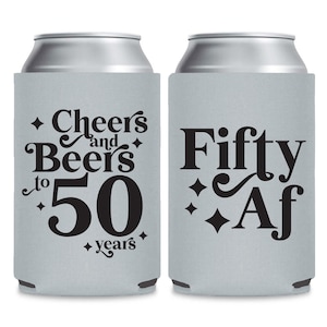50e verjaardag blikjeskoelers, aangepaste verjaardag blikjeskoeler gunsten, blikjeskoelers voor verjaardagsfeestje, gepersonaliseerde verjaardagsfeestje bierknuffels (248)