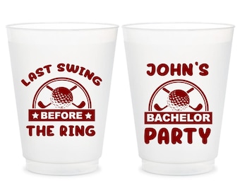 Personalized Bachelor Party Frosted Cups, Last Swing Before The Ring Frosted Cups Favors, Custom Bachelor Party Plastic Cups as Favors (241)