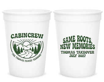 Family Reunion Custom Stadium Cup Favor, Custom Same Roots, New Memories Stadium Cup Favor, Personalized Cabin Crew Stadium Cups Favor (465)