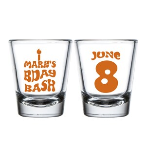 Birthday Bash Shot Glasses, Personalized Birthday Bash Shot Glass Favors, Customized Birthday Bash Shot Glass Favors, Shot Glass Favor (377)
