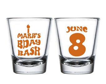 Birthday Bash Shot Glasses, Personalized Birthday Bash Shot Glass Favors, Customized Birthday Bash Shot Glass Favors, Shot Glass Favor (377)