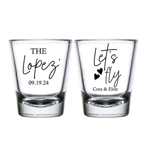 Let&#39;s Fly Personalized Wedding Shot Glasses, Shot Glasses for Party, Wedding Shot Glasses, Personalized Wedding Shot Glasses as Favor (297)