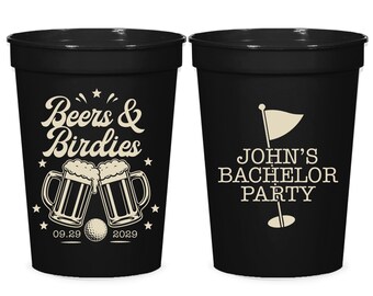 Beers & Birdies Stadium Cups, Bachelor Party Stadium Cup Favor, Custom Stadium Cups Bachelor Party Favor, Customized Stadium Cup Favor (464)