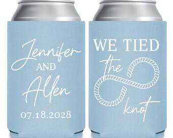 We Tied The Knot Can Coolers, Personalized Wedding Can Cooler, We Tied The Knot Can Cooler Favors, Customized Can Cooler Wedding Favor (406)