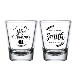 I Survived Wedding Shot Glasses, Personalized Shot Glasses Wedding Favor, Customized Shot Glass Wedding Favor, Custom Shot Glass Favor (402)