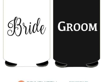 Bride and Groom Can Cooler SET Bachelorette Party Can Coolers - Funny Can Coolers - Can Huggers - Free Shipping. BrideGroom1 (30)