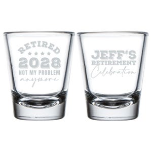 Men&#39;s Retirement Shot Glass, Personalized Retirement Shot Glass, Retirement Shot Glass Gift For Men, Funny Retirement Shot Glass Favor (258)