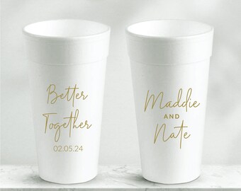 Wedding Foam Cups, Personalized Foam Cups, 20oz Foam Cups, Custom Foam Cup Wedding Favors, Wedding Foam Cup Favors, Customized Cups (192)