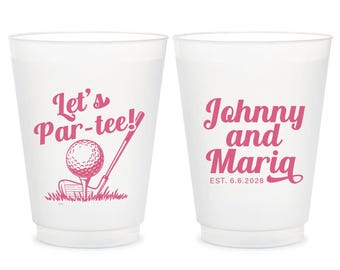 Let's Par-Tee Custom Golf Wedding Frosted Cups, Customized Frosted Cup Wedding Favors, Golf Themed Wedding Frosted Cups, Wedding Favor (459)