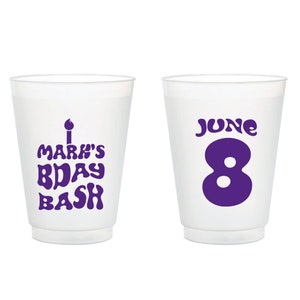 Birthday Bash Frosted Cups, Personalized Birthday Bash Frosted Cups Favors, Customized Birthday Bash Frosted Cups Favors, Frosted Cups (377)