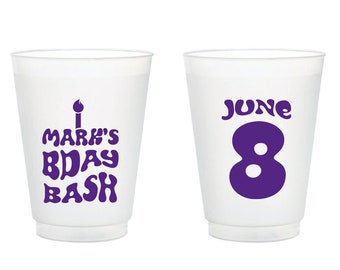 Birthday Bash Frosted Cups, Personalized Birthday Bash Frosted Cups Favors, Customized Birthday Bash Frosted Cups Favors, Frosted Cups (377)