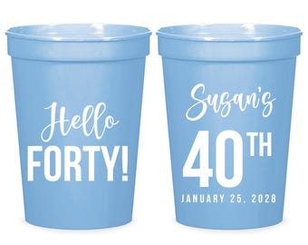 40Th Birthday Favors, 16Oz Customized Cups, Custom Birthday Cups, Stadium Cups, Party Cups For 40Th Birthday, Plastic Cup, Stadium Cup (366)