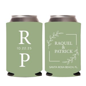 Personalized Wedding Can Cooler Favors, Customized Wedding Can Coolers, Custom Can Cooler Wedding Favor, Wedding Customized Can Cooler (398)