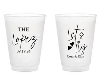 Let's Fly Personalized Wedding Frosted Cups, Frosted Cups for Party, Wedding Frosted Cups, Personalized Wedding Frosted Cups as Favor (297)