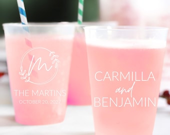 Custom Wedding Frosted Cups, Personalized Wedding Frosted Cups, Custom Plastic Frosted Cup, Custom Wedding Favors, Wedding Plastic Cup (178)