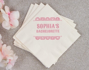 Bachelorette Napkins, Fiesta Bachelorette Napkins, Personalized Napkins, Bridal Shower Napkin Favors, Mexican Theme Party Napkin Favor (461)