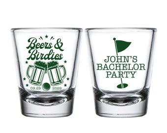 Beers & Birdies Shot Glass, Bachelor Party Shot Glass Favors, Custom Shot Glasses Bachelor Party Favors, Personalized Shot Glass Favor (464)