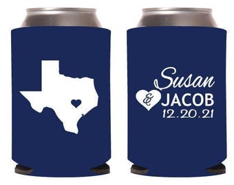 Texas State Personalized Wedding Can Coolers, Custom Texas State Can Coolers, Wedding Can Coolers, Wedding Coolers as Favors for Guests (51)