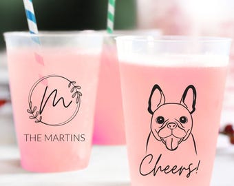 Frosted Cup Wedding Favors, Personalized Pet Wedding Frosted Cup, Customized Frosted Drinkware as Pet Wedding Favor, Plastic Cup Favor (358)