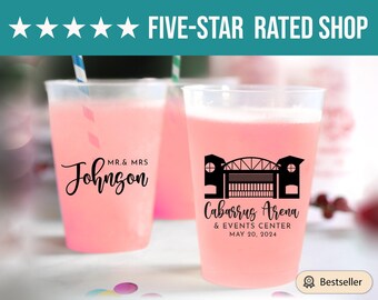 Wedding Venue Illustration Frosted Cup, Personalized Wedding Frosted Cup Favor, Custom Wedding Plastic Cup Favors, Wedding Plastic Cup (216)