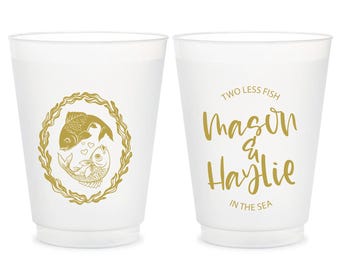 Two Less Fish In the Sea Frosted Cup, Personalized Wedding Frosted Cup, Custom Frosted Cup for Weddings, Personalized Frosted Cup Favor (27)