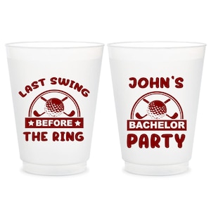 Personalized Bachelor Party Frosted Cups, Last Swing Before The Ring Frosted Cups Favors, Custom Bachelor Party Plastic Cups as Favors (241)