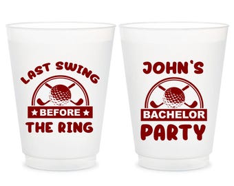 Personalized Bachelor Party Frosted Cups, Last Swing Before The Ring Frosted Cups Favors, Custom Bachelor Party Plastic Cups as Favors (241)