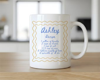 Custom Recipe Mugs, Personalized Name Mugs, Bridal Gift Mug, Custom Bride Gift, Wedding Gift Mug, Personalized Coffee Cups, Recipe Mug Gifts