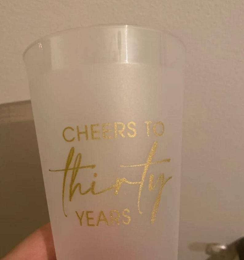 Custom Birthday Cups, Personalized Birthday Cup, 30th Birthday Cups, 30th Birthday Plastic Cup, Custom 30th Birthday Frosted Cup Favor (166) image 8