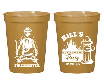 Firefighter Retirement Stadium Cup Favors, Custom Firefighter Stadium Cup Retirement  Party Favors, Customized Retirement Stadium Cups (386)