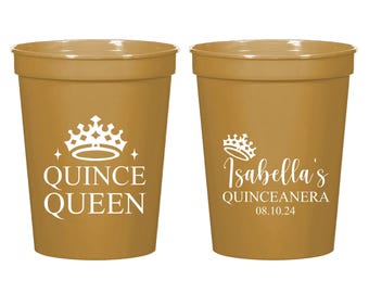 Quinceañera Stadium Cups, Personalized Quinceañera Stadium Cups, Custom Quinceañera Stadium Cup Favors, Quinceañera Party Plastic Cups (318)