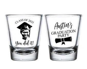 Custom Portrait Graduation Party Shot Glasses, Personalized Portrait Graduation Party Shot Glasses Favors, Graduation Party Shot Glass (390)