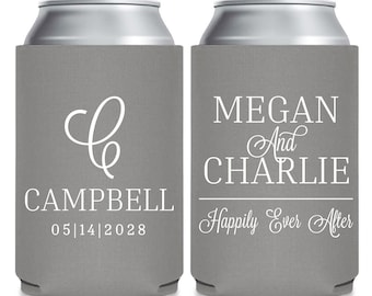 Personalized Wedding Can Cooler Favors, Customized Wedding Can Coolers, Custom Wedding Beer Hugger Favors, Customized Can Cooler Favor (412)