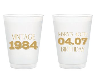 40Th Birthday Frosted Cups, Vintage Birthday Frosted Cups Favors, Custom 40Th Birthday Frosted Cups, Personalized Birthday Frosted Cup (374)